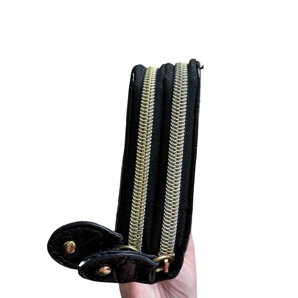 Steve Madden Black Croc-Embossed Zip-Around Wallet - Picture 3 of 8